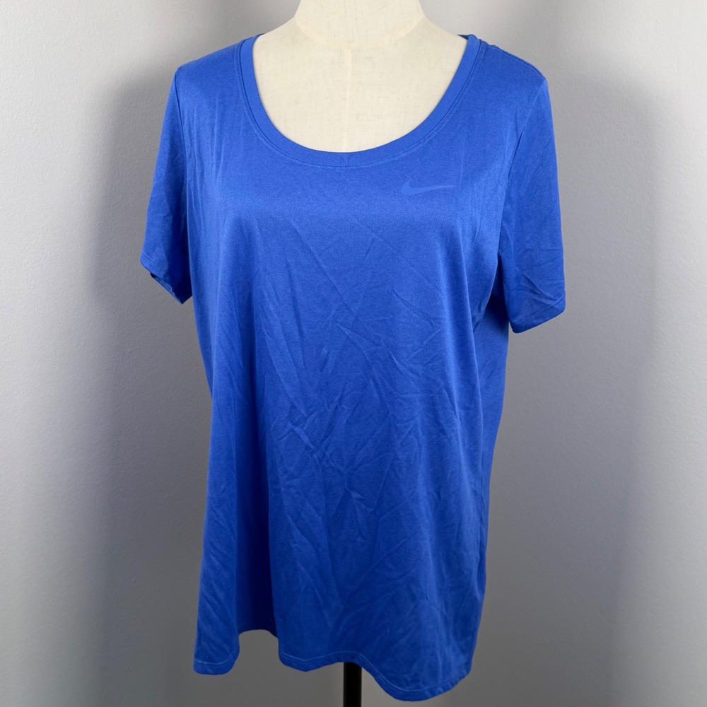 Nike XL T-Shirt Blue Dri-FIT Scoop Neck Short Sleeve 903112-461 Activewear EUC